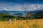 Europe, Italy, farmers in the hills of Lake Iseo, province of Brescia.