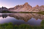 Mount Paterno reflection at dawn, Bolzano Province, Trentino Alto Adige, Italy.