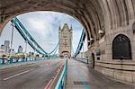 Details of architecture of Tower Bridge with the old tower in the background London United Kingdom