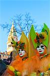 Colorful masks and costumes of Carnival of Venice famous festival worldwide Veneto Italy Europe