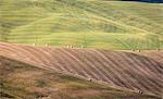 The curved shapes of the multicolored hills of the Crete Senesi (Senese Clays) province of Siena Tuscany Italy Europe