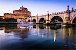 Rome, Lazio, Italy, Europe. View of the Ponte Sant'Angelo and Castel Sant'Angelo.