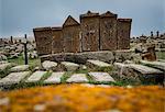 Khachkars in the the historical cemetery of Noratus near Lake Sevan, Armenia, Caucaus, Eurasia.