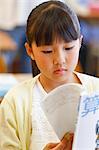 Japanese elementary school kid in the classroom