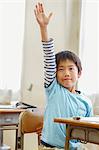 Japanese elementary school kid in the classroom