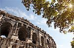 Low angle detail of Arena of Nimes, Nimes, Languedoc-Roussillon, France