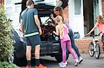 Family packing car for holiday