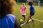 Women's football team practice, Hackney, East London, UK