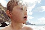 Young boy on beach, close-up, Santa Cruz de Tenerife, Canary Islands, Spain, Europe