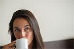 Woman drinking coffee