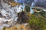 View of the Rhine from the scenic walkway. Rhein Gorge(Ruinaulta), Flims, Imboden, Graubunden, Switzerland, Europe