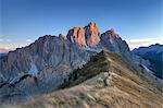 Europe, Italy, Veneto, Cadore. Autumnal sunset towards Mount Pelmo from the top of the Col de la Puina, Dolomites