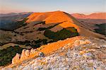 Europe, Italy, Marche, Macerata district, central Appennines . Lieto mountain at sunset