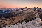 Views of mount Sorapis,mount Antelao,Croda da Lago group and mount Pelmo,Cortina d'Ampezzo,Belluno district,Veneto,Italy,Europe