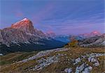 Group of Tofane,Mount Cristallo and Group of Sorapis at sunset,Cortina d'Ampezzo,Belluno district,Veneto,Italy,Europe