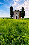 Chapel of Vitaleta in Orcia Valley, Tuscany district, Siena province, Italy, Europe.