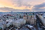 Prague, Czech Republic Prague photographed at sunset from the clock tower. Top view of the city