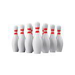 Bowling pins with perspective. For logo, wallpaper, print etc. 3D rendering