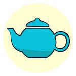 Cute blue teapot, colorful vector teapot icon