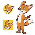 Vector illustration of cute cartoon fox for design element