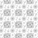 Vector black and white flower seamless pattern. Simple monochrome flower print. Floral cute doodle background. Hand drawn elegant nature ornament for fabric.