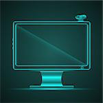 Vector illustration of turquoise colored stationery computer screen.