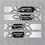 Set of vector design templates. Business card with floral circle ornament. Mandala style. Ink blots