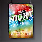 Vector Night Party Flyer Design with typographic design on abstract color circles background. Eps10 illustration.
