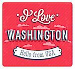 Vintage greeting card from Washington - USA. Vector illustration.