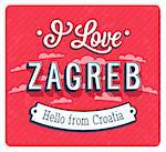 Vintage greeting card from Zagreb - Croatia. Vector illustration.