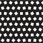 Geometric Scattered Shapes. Monochrome Funky Texture. Vector Seamless Black and White Irregular Pattern