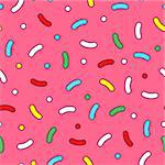 Colorful seamless memphis pattern with mosaic curves and dots. Fashion funky background 80-90s.