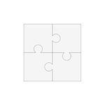 Jigsaw puzzle vector, blank simple template 2x2, four pieces