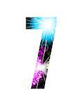 Sparkler firework figure isolated on white background. Vector design light effect alphabet. Number 7.