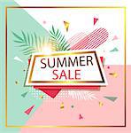 Abstract vector background for seasonal summer sale. Shining banner in retro style.