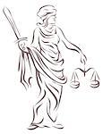 Femida with with a sword and scales, lady justice, goddess and symbol of justice