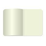 Vector realistic blank magazine or book spread on white background. Top view notepad template.