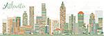 Abstract Atlanta Skyline with Color Buildings. Vector Illustration. Business Travel and Tourism Concept with Modern Buildings. Image for Presentation Banner Placard and Web Site.