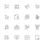 Set with different icons in modern style. High quality symbols for web site design and mobile apps. Simple signs on a white background. Editable Stroke