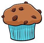 Cartoon Illustration of Sweet Muffin Cake with Chunks of Chocolate Clip Art Food Object