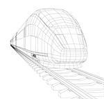 Train outline vector. Vector rendering of 3d. Wire-frame style