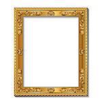 rectangular frame gold color with shadow on white background