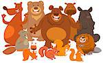 Cartoon Illustration of Happy Wild Mammals Animal Characters Group