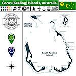 Vector of Cocos (Keeling) Islands in the Indian Ocean. External Territory of Australia.