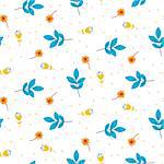 Cute blue twigs and leaves seamless vector pattern in cartoon style. Autumn season foliage and florals illustration texture repeat.