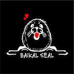 Baikal seal, sketch for your design. Vector illustration