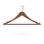 Wood clothes hanger isolated on white background. Vector illustration