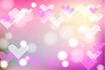 Vivid bokeh with hearts in soft color. Background with highlights. vector illustration