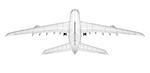 Airplane in wire-frame style. Rear view. EPS 10 vector format. Vector rendering of 3d