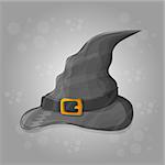 illustration of tall witch hat on abstract background - halloween vector card
